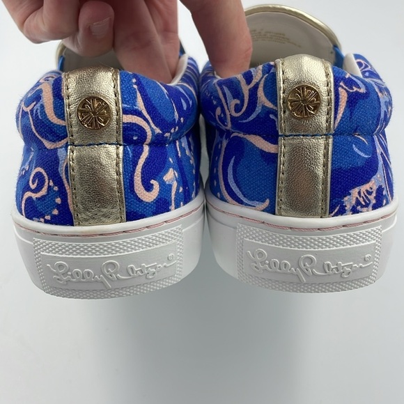 Lilly Pulitzer Women Sneaker Slip on Shoe SZ 7 Blue/Pink - Picture 3 of 12